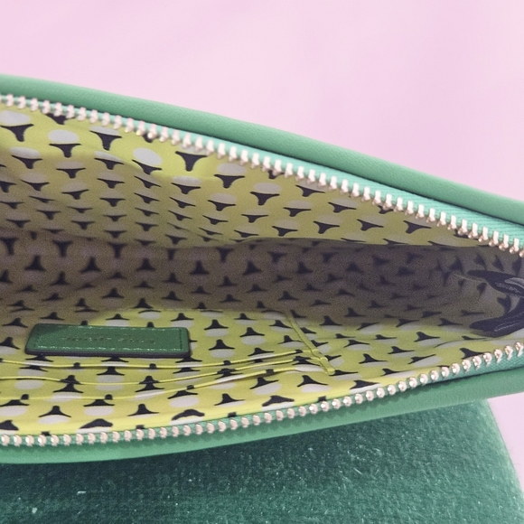 Kate Spade Wristlet Green Multi Tee Time Embellished Astroturf Purse Golf Balls - Picture 4 of 6